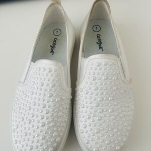 Girls' Charlotte Slip-On Sneakers by Cat & Jack, featuring a pearl-embellished d